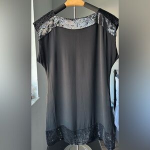 French Connection Black Sequin Trim Tunic